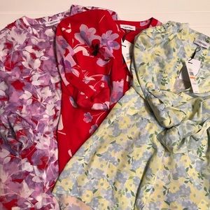 NEW (3) Calvin Klein Floral Blouses